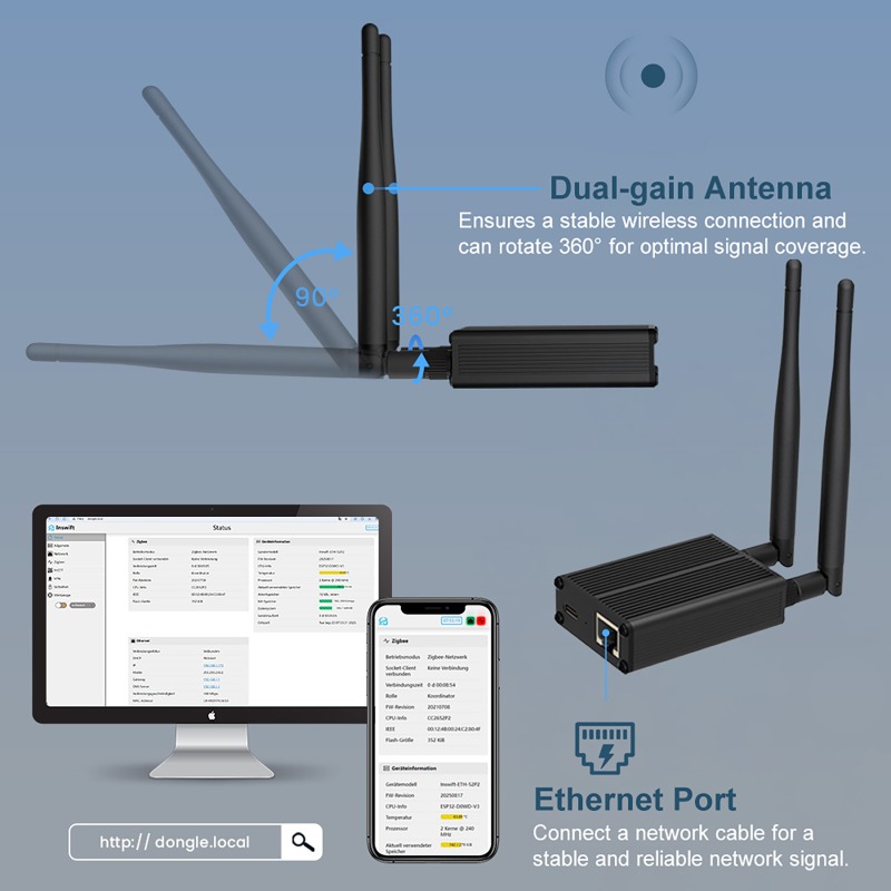 ZigBee 3.0 Dongle To Ethernet, - Zigbee Coordinator Stick recension och pris