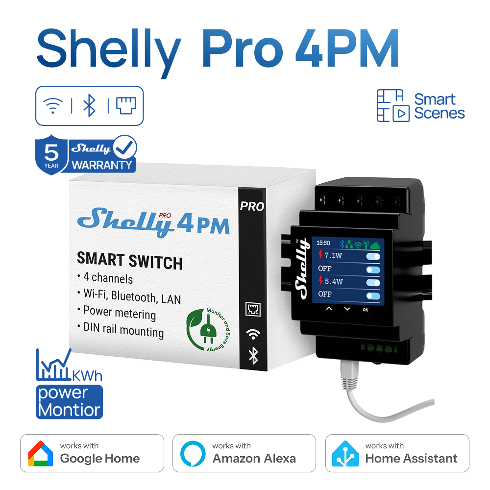 Shelly Pro 4PM Four Channels R - Home Automation Technology recension och pris